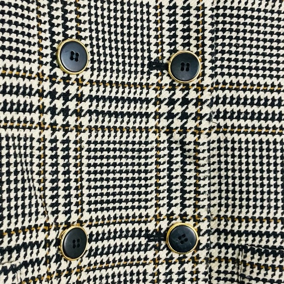 Vintage 90s wool blend black and tan plaid double breasted blazer lady jacket. 8 - Picture 3 of 6